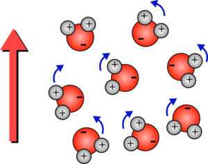 Water molecules in an electric field